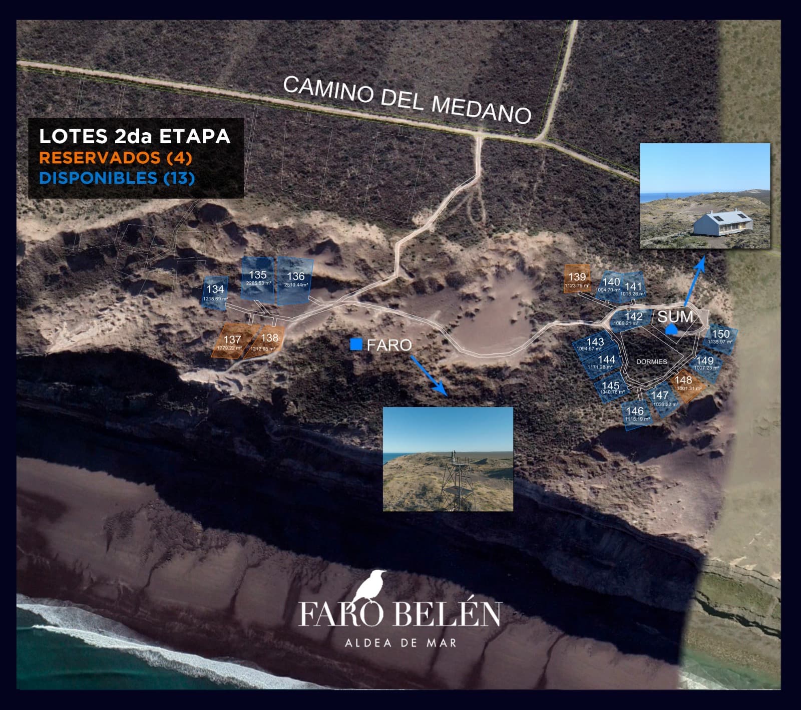 Stage 2 lot map — 4 reserved, 13 available oceanfront lots