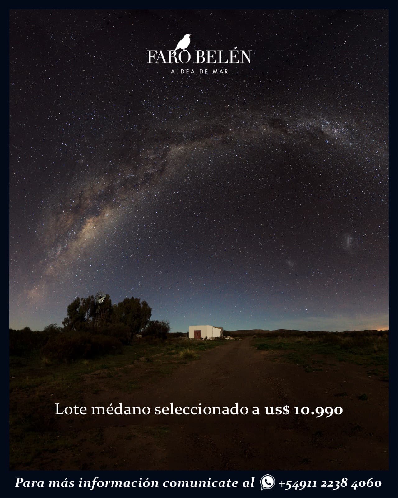 Milky Way over Faro Belén — médano lot from $10,990